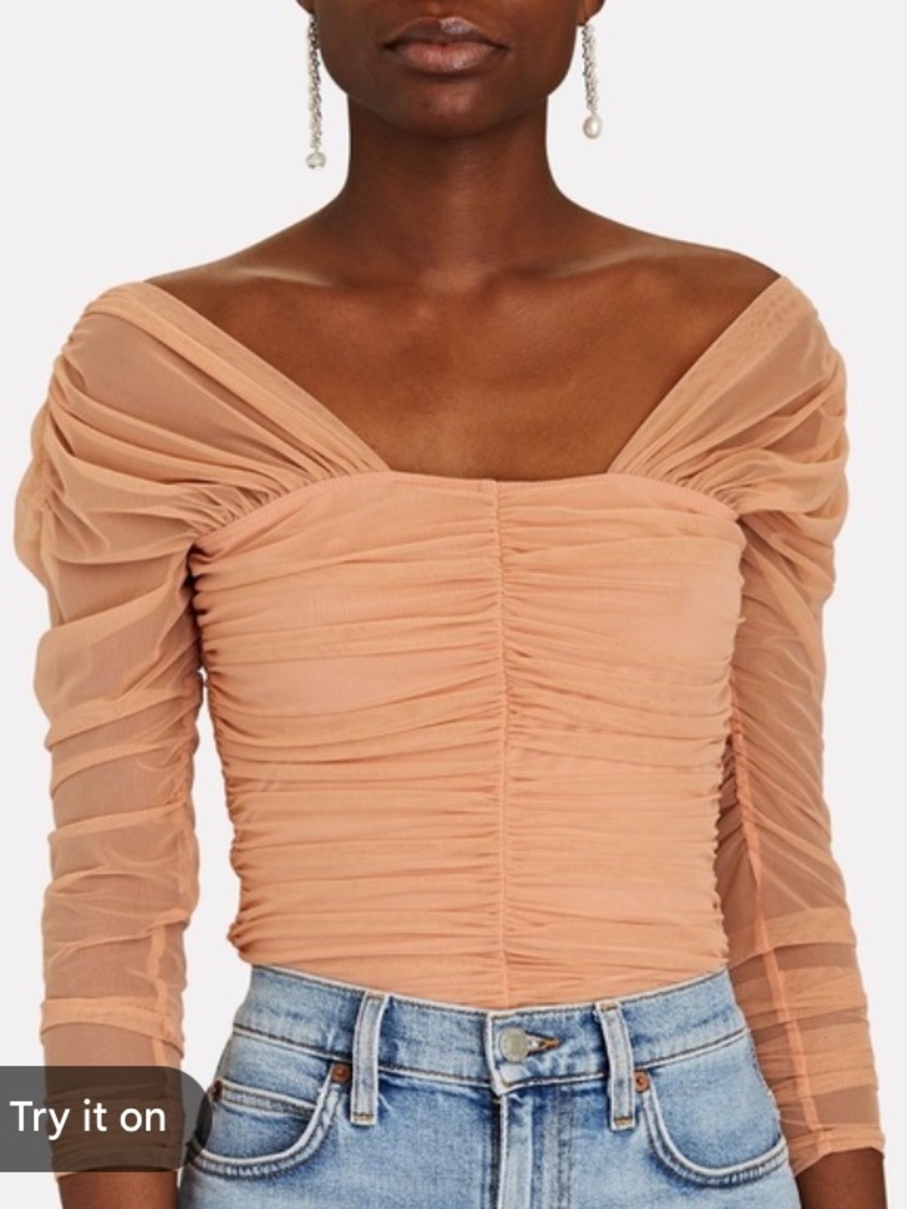A.L.C. Jackie ruched top women’s small sheer coquette glam romantic ballerina